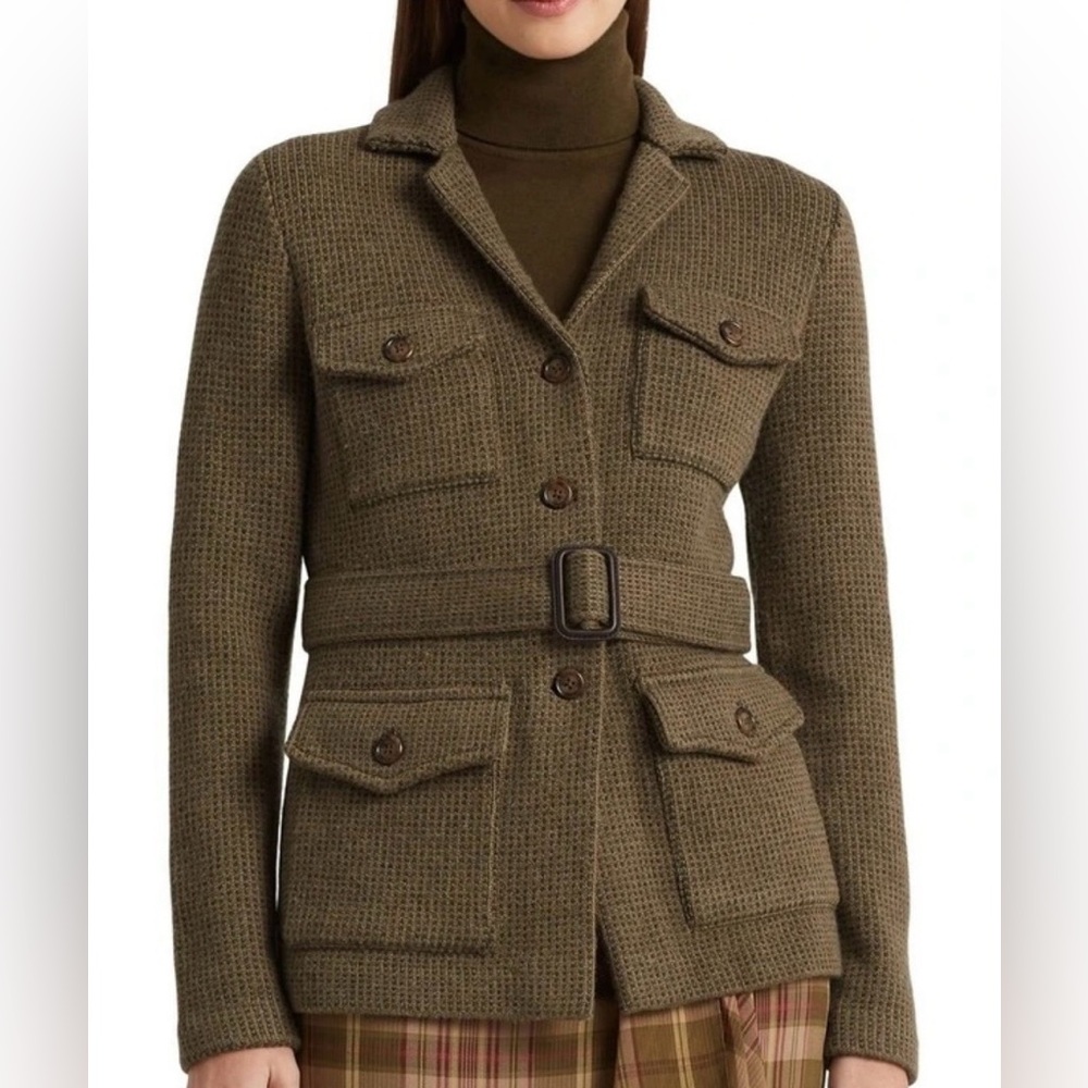 Ralph Lauren Olive Knit Sweater Jacket